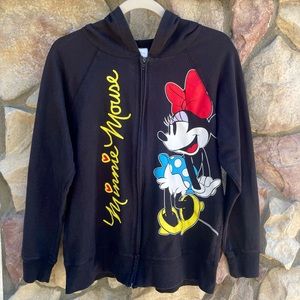 🍭2/$45~Disney Minnie Mouse Zip Up Juniors Hoodie~XL